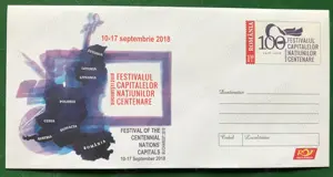 Intreg postal (plic)  "Festivalul capitalelor natiunilor centenare"