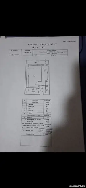 Vand garsoniera 43mp mobilata utilata . - imagine 6