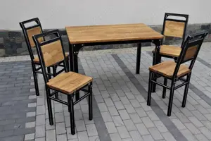 Masa 4 6 persoane stil industrial si scaune