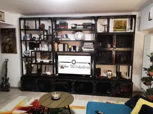 Raft tip biblioteca cu bar sticle- orice dimensiune- STIL INDUSTRIAL