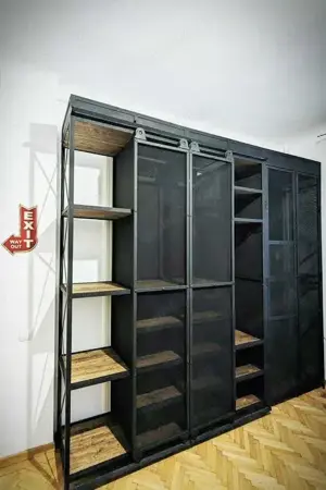 Raft stil industrial modular cu usi culisante-dressing 3module