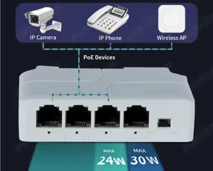 Switch POE pasiv 4P | Extender POE 4P 30W IP camera - imagine 2