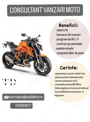 Reprezentant  Vanzari Piese si Accesorii Moto B2B