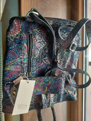 Rucsac dama, piele italiana imprimeu multicolor - imagine 4