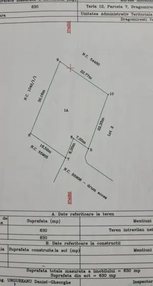 Vând teren Dragomiresti Vale 630mp