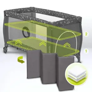 Patut pliant Lionelo Sven Plus 120x60 cm cu doua nivele + masa infasat - imagine 5