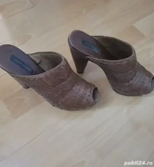 Saboti Zara piele impletita - imagine 2