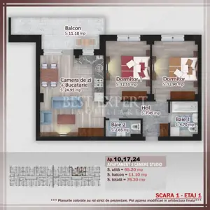 3 Camere Direct Dezvoltator -Incalzire in Pardoseala/Credit Ipotecar 15%