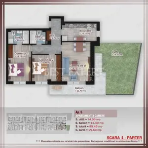 3 camere cu Gradina Direct Dezvoltator