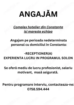 Angajam receptioner perioada nedeterminata