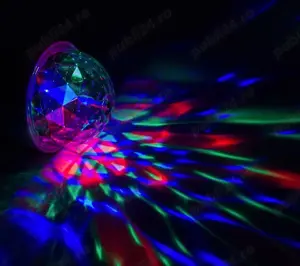 Bec rotativ multicolor party E27, led, telecomanda