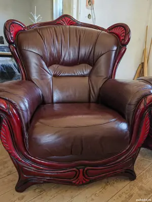 Set canapea si fotolii piele naturală  - imagine 5