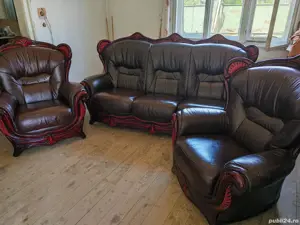 Set canapea si fotolii piele naturală 