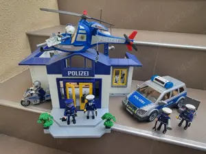 Sediu de politie Playmobil 3165, inchisoare, elicopter, masina, motor