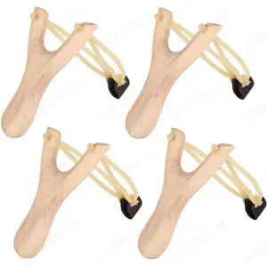 Set 4 bucati de praștie din lemn natural,design ergonomic,robust si durabil,viteza 20m s,nou