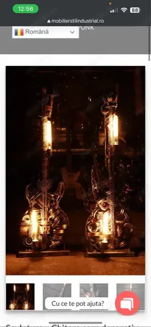 Sculpturi chitare cu bec corp de iluminat decorative cadou deosebit ,