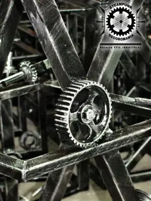 scaun de bar tip X- STEAMPUNK produs hand made stil industrial - imagine 2