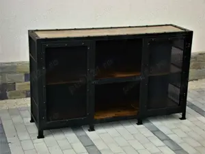 Comoda stil industrial otel brut si lemn natural realizate manual - imagine 4