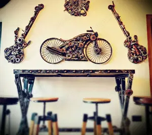 Masa   bar STIL INDUSTRIAL otel si lemn natural cu accente stempunk