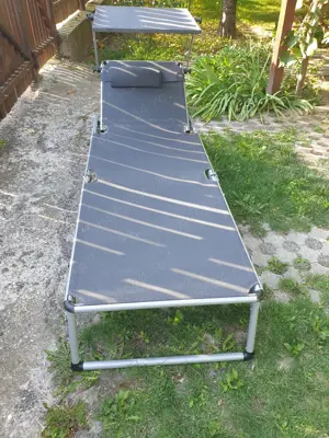 Vand pat pliant aluminiu cu parasolar, nou. - imagine 3