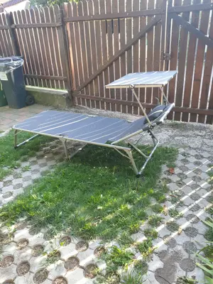 Vand pat pliant aluminiu cu parasolar, nou.