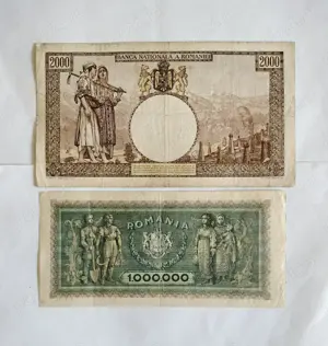 Bancnote 2000 lei 1945 (cea mai RARĂ din serie); 1.000.000 lei 1947 Mihai l  - imagine 2