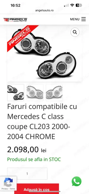 Faruri Mercedes C class coupe CL203 2000-2004 Chrome Marca DEPO - imagine 8
