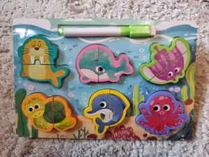 Puzzle lemn montessori cu tabla desen,fructe,legume,dulciuri,animale - imagine 4