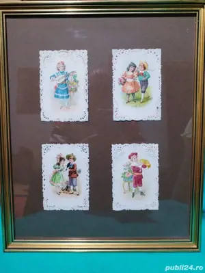 Tablou victorian cromolitografii embosate anii 1885-1905