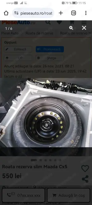 Roata rezerva slim MAZDA Cx 5 Benzina  - imagine 2
