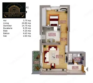 COMISION 0 | Rotar Park 1 Pacii - 2 Camere Mobilat 59mp Parcare Metrou - imagine 8