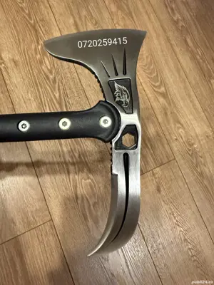 Topor tactic cu 2 taisuri pentru camping si drumetii, otel 440C, lungime 41cm, teaca - imagine 7