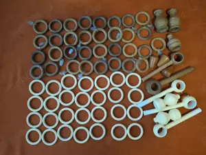 Inele vechi din lemn si din plastic pentru galerie, pentru sustinere perdea