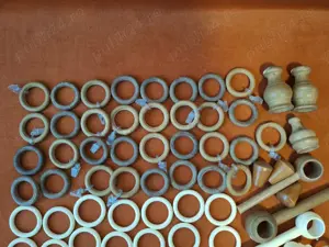 Inele vechi din lemn si din plastic pentru galerie, pentru sustinere perdea - imagine 3