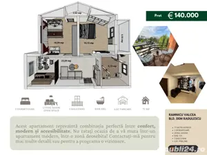 Apartament |3 camere|Dem Radulescu|71 mp| Loc Parcare | Etaj 2 4 - imagine 10