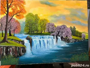 Tablou pictat manual în ulei pe pânză   Peisaj 50x70 cm