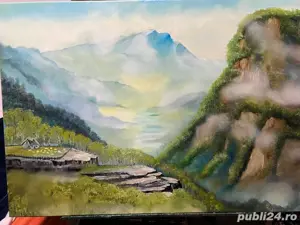 Tablou pictat manual în ulei pe pânză   Peisaj 50x70 cm