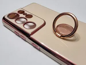 Husa protectie cu inel Samsung S21 Ultra 5G, roz pudra