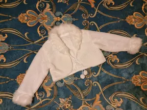 Capa alba din blanita pentru mirese, Capa blana mireasa, M-L - imagine 4