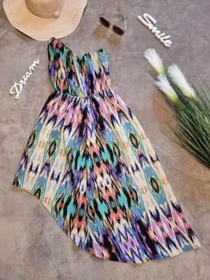 Rochie deosebita cu trena, marimea 40, rochita multicolora - imagine 3