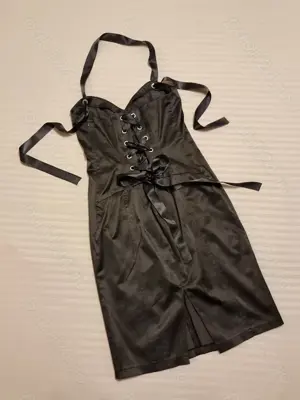 Rochie satin, sarafan negru, marimea 38 - imagine 4