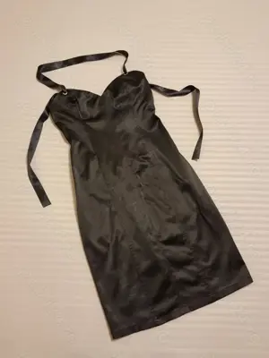 Rochie satin, sarafan negru, marimea 38 - imagine 3