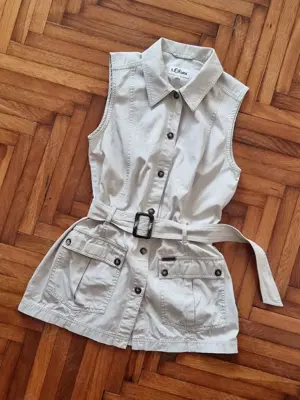 Vesta bej cu curea s.Oliver, marimea 36, sacou fara maneci, nou