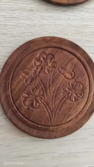 Suport pahare lemn trandafir  - imagine 3