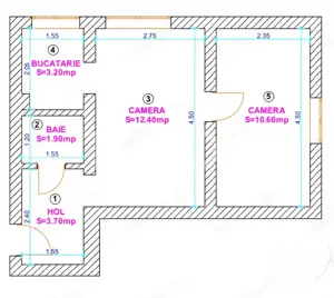 Apartament de vanzare 2 camere etaj intermediar Profi Tiglari