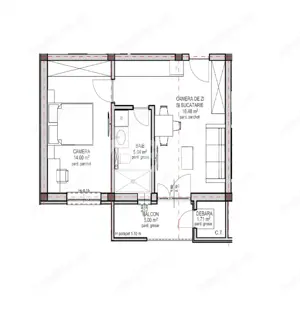 Apartament 2 camere 43 mp balcon parcare bloc cu lift - imagine 4