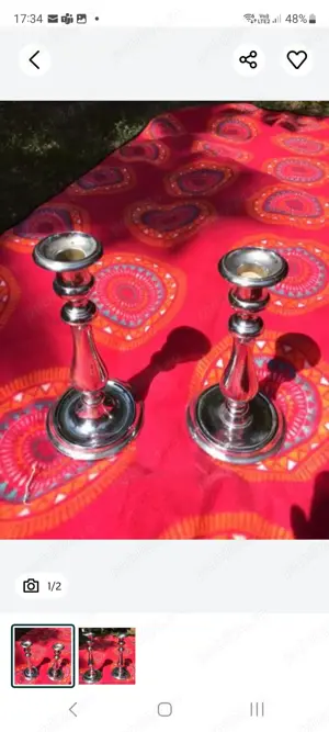 set suporturi argintii pentru lumanari