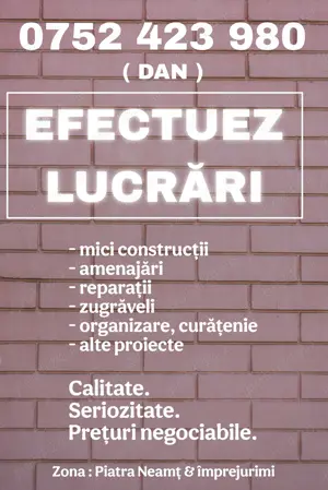 Efectuez lucrări gospodărești - zona Piatra Neamț 