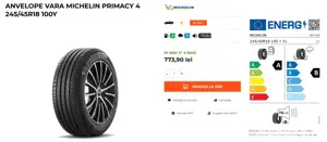 Anvelope Michelin Primacy 4,  245/45/R18 100Y XL - imagine 3