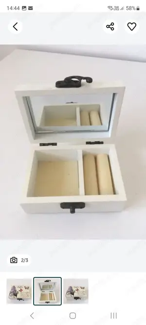 cutiuta din lemn pentru bijuterii, cu oglinda - imagine 2